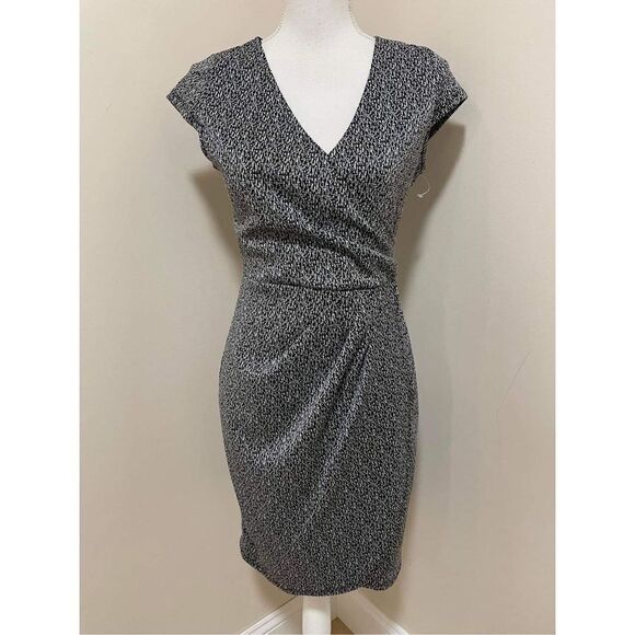Kaileigh Womens Wrap Dress Black and Gray Stitch Fix Kaela Faux Knit Size S - Picture 1 of 7